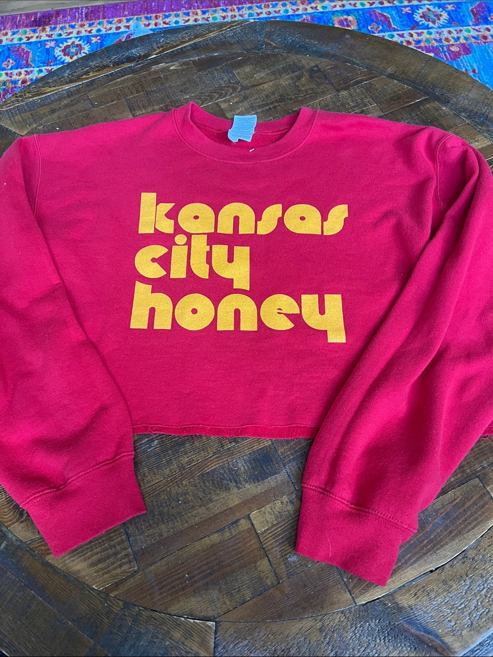 Kansas City Honey Cropped Sweatshirt - Red & Yellow